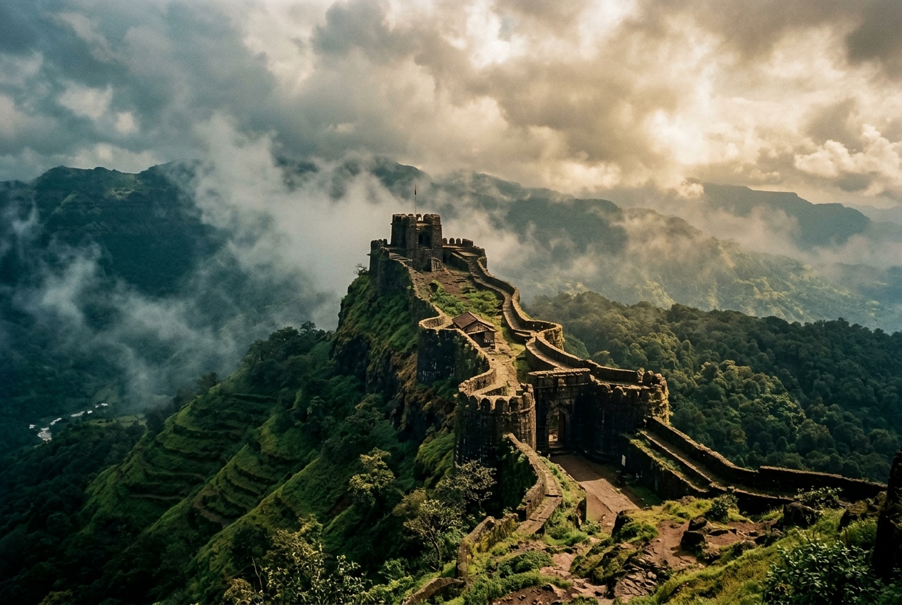 Pratapgad Fort in the mist